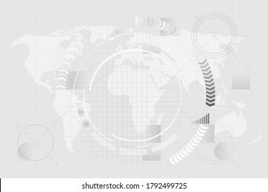 Plantilla para presentación o infografía. Antecedentes de la tecnología Gris White Resumen con varios elementos de la tecnología Antecedentes de la innovación en el concepto de comunicación de alta tecnología