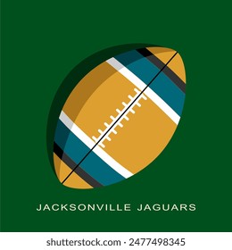 Template for presentation or infographics. Ball textured by Jacksonville Jaguars American football team uniform colors