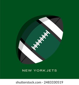 Template for presentation or infographics. Ball textured by New York Jets American football team uniform colors
