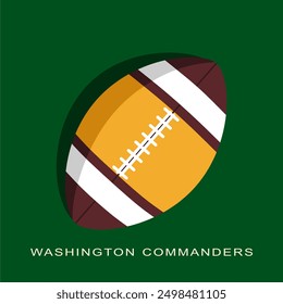 Template for presentation or infographics. Ball textured by Washington Commanders American football team uniform colors
