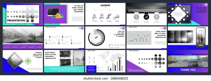 Template presentation. Multicolored design elements for business infographics, white background. Use in template for slides. Poster, marketing, advertising, corporate and annual report, SEO, vector