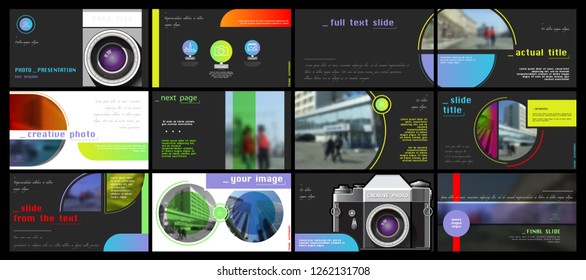 Template presentation. Purple, green, white background. Multipurpose template for slides, business infographics. Postcard, brochure, corporate report, marketing, advertising, circle, text, digital