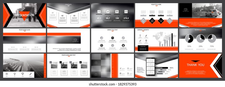 Template presentation. Red design, white background. Multipurpose template for slides, business infographics. Postcard, postcard, corporate report, marketing, advertising, annual report, SEO, vector