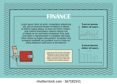 The template for presentation in the style of flat lines. Finance.