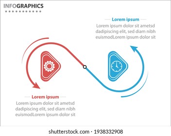 template for presentation. Timeline with 2 option. 
Vector Infographic label design template with icons and 2 options or steps.