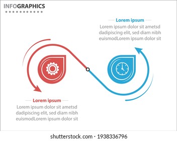 template for presentation. Timeline with 2 option. 
Vector Infographic label design template with icons and 2 options or steps.