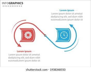 template for presentation. Timeline with 2 option. 
Vector Infographic label design template with icons and 2 options or steps.