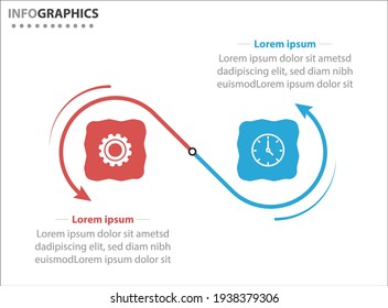 template for presentation. Timeline with 2 option. 
Vector Infographic label design template with icons and 2 options or steps.