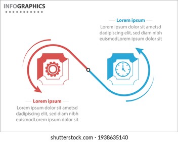 template for presentation. Timeline with 2 option. 
Vector Infographic label design template with icons and 2 options or steps.