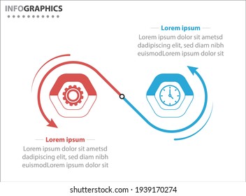 template for presentation. Timeline with 2 option. 
Vector Infographic label design template with icons and 2 options or steps.