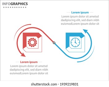 template for presentation. Timeline with 2 option. 
Vector Infographic label design template with icons and 2 options or steps.