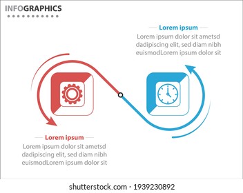 template for presentation. Timeline with 2 option. 
Vector Infographic label design template with icons and 2 options or steps.