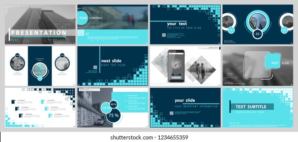 Template presentation. Turquoise, yellow. White background. Multipurpose template for slides, business infographics. Postcard, corporate report, marketing, advertising, annual report, digital, vector