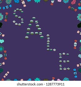 Template for print design, banner, poster, flyer, ad. Giveaway banner for summer contests in social media. Picture in violet, blue and gray colors. Seamless pattern. Vector.