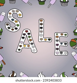 Template for print design, banner, poster, flyer, ad. Seamless pattern. Giveaway banner for summer contests in social media. Picture in gray, white and neutral colors. vector.