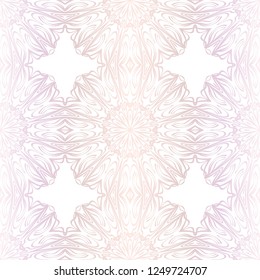 Template Print For Fabric. Pattern Of Floral Mandala Ornament With Border. Illustration. Seamless. For Print Bandana, Shawl, Carpet.