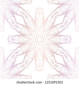 Template Print For Fabric. Pattern Of Floral Mandala Ornament With Border. Illustration. Seamless. For Print Bandana, Shawl, Carpet.