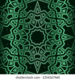 Template Print For Fabric. Pattern Of Floral Mandala Ornament With Border. Illustration. Seamless. For Print Bandana, Shawl, Carpet.