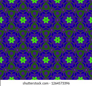 Template Print For Fabric. Pattern Of Floral Geometric Ornament With Border. Vector Illustration. Seamless