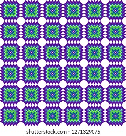 Template Print For Fabric. Pattern Of Floral Geometric Ornament With Border. Vector Illustration. Seamless