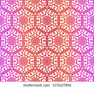 Template Print For Fabric. Pattern Of Floral Geometric Ornament With Border. Vector Illustration. Seamless