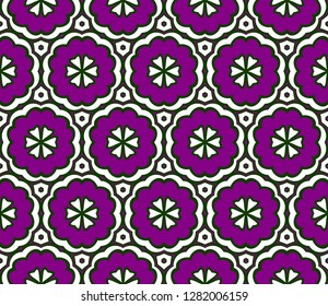 Template Print For Fabric. Pattern Of Floral Geometric Ornament With Border. Vector Illustration. Seamless