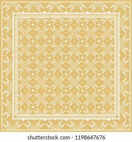 Template Print for Fabric. Pattern of Geometric ornament with Border. illustration. Seamless. For Print Bandana, Shawl, Carpet.