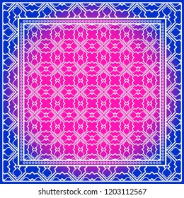 Template Print for Fabric. Pattern of Geometric ornament with Border. illustration. Seamless. For Print Bandana, Shawl, Carpet.