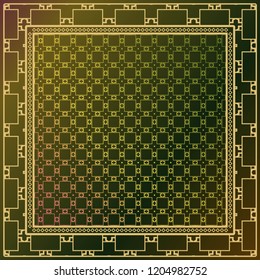 Template Print for Fabric. Pattern of Geometric ornament with Border. illustration. Seamless. For Print Bandana, Shawl, Carpet.