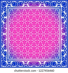 Template Print for Fabric. Pattern of Geometric ornament with Border. illustration. Seamless. For Print Bandana, Shawl, Carpet.