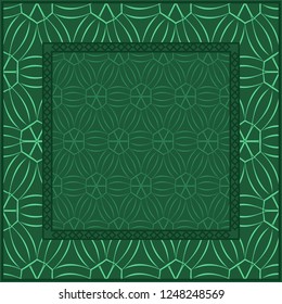 Template Print For Fabric. Pattern Of Geometric Ornament With Border. Vector Illustration. For Print Bandana, Shawl, Carpet.