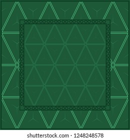 Template Print For Fabric. Pattern Of Geometric Ornament With Border. Vector Illustration. For Print Bandana, Shawl, Carpet.