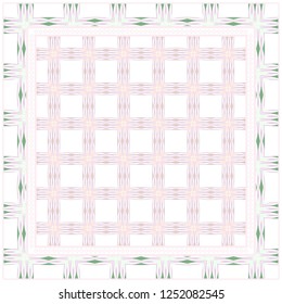 Template Print For Fabric. Pattern Of Geometric Ornament With Border. Vector Illustration. For Print Bandana, Shawl, Carpet.