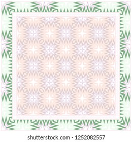 Template Print For Fabric. Pattern Of Geometric Ornament With Border. Vector Illustration. For Print Bandana, Shawl, Carpet.