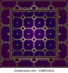 Template Print For Fabric. Pattern Of Geometric Ornament With Border. Illustration. Seamless. For Print Bandana, Shawl, Carpet.