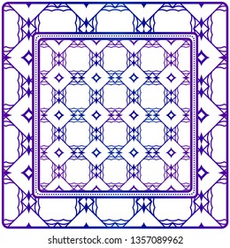 Template Print For Fabric. Pattern Of Geometric Ornament With Border. Illustration. Seamless. For Print Bandana, Shawl, Carpet.