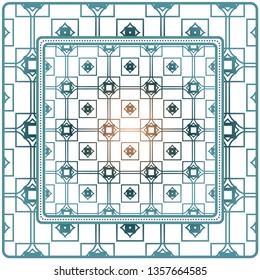 Template Print For Fabric. Pattern Of Geometric Ornament With Border. Illustration. Seamless. For Print Bandana, Shawl, Carpet.