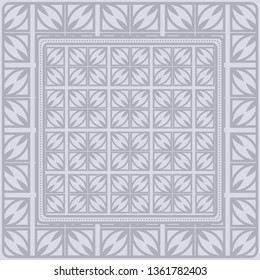 Template Print For Fabric. Pattern Of Geometric Ornament With Border. Illustration. Seamless. For Print Bandana, Shawl, Carpet.