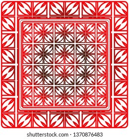 Template Print For Fabric. Pattern Of Geometric Ornament With Border. Illustration. Seamless. For Print Bandana, Shawl, Carpet.