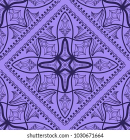 Template Print for Fabric. Pattern of Mandala with Border. Vector illustration. Seamless. For Print Bandana, Nashnoy Shawl, Carpet