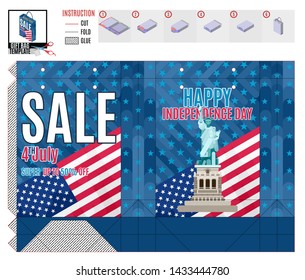 template for print package for independence day of america with a statue