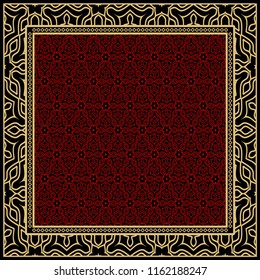 Template print for Sofa Square Pillow. Floral Geometric Pattern with hand-drawing Mandala. illustration. For fabric, textile, bandana, scarg, carpet print