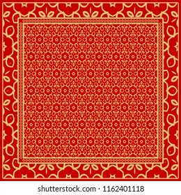 Template print for Sofa Square Pillow. Floral Geometric Pattern with hand-drawing Mandala. illustration. For fabric, textile, bandana, scarg, carpet print