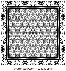 Template print for Sofa Square Pillow. Floral Geometric Pattern with hand-drawing Mandala. illustration. For fabric, textile, bandana, scarg, carpet print
