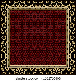 Template print for Sofa Square Pillow. Floral Geometric Pattern with hand-drawing Mandala. illustration. For fabric, textile, bandana, scarg, carpet print