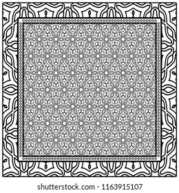 Template print for Sofa Square Pillow. Floral Geometric Pattern with hand-drawing Mandala. illustration. For fabric, textile, bandana, scarg, carpet print