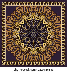 Template print for Sofa Square Pillow. Floral Geometric Pattern with hand-drawing Mandala. illustration. For fabric, textile, bandana, scarg, carpet print.