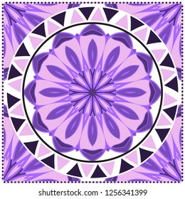 Template print for Sofa Square Pillow. Floral Geometric Pattern with hand-drawing Mandala. illustration. For fabric, textile, bandana, scarg, carpet print.