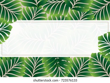 Template for printing with leaves nature concept vector copy space