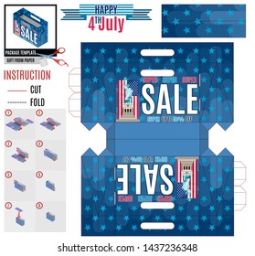 template for printing package for assembly with a statue of america
